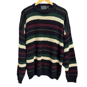 Etchings Vintage Sweater Loose Knit Striped Men’s XL Preppy
